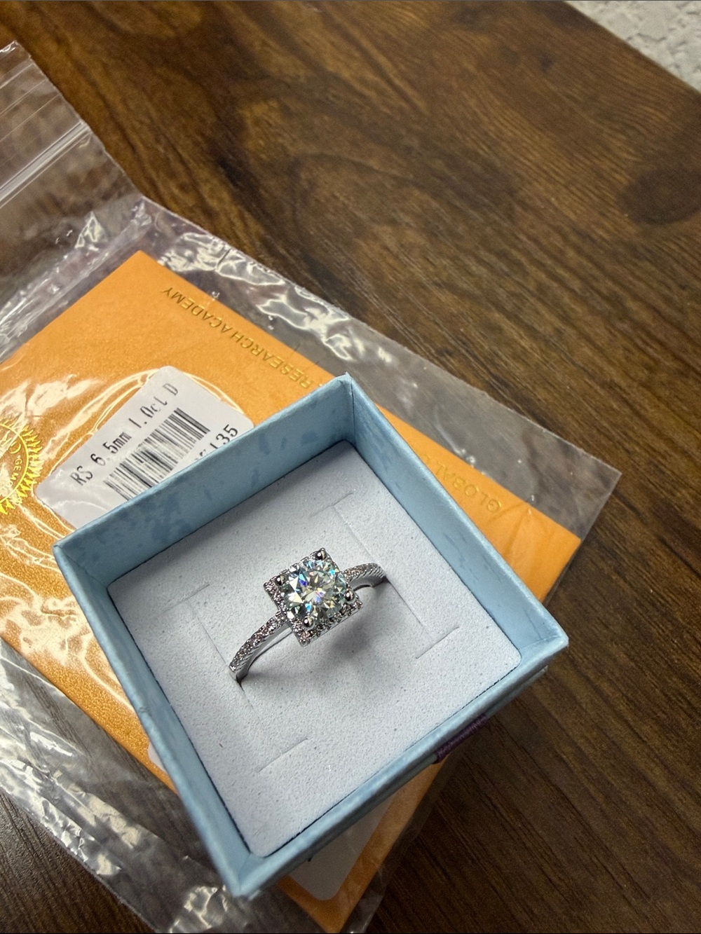 Moissanite Halo Solitaire Ring